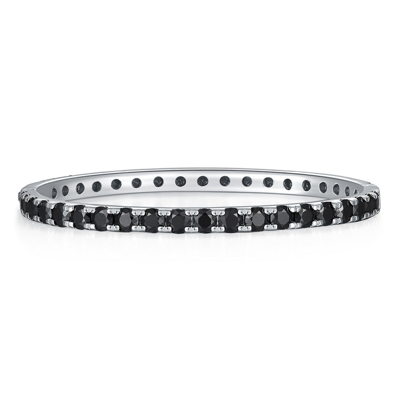 S925 Silver Black Moissanite 4mm Bangle Bracelet