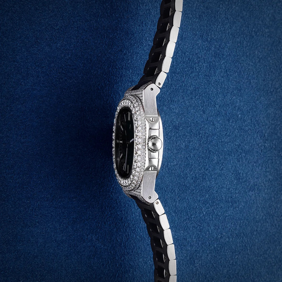 Custom Bubble Iced Moissanite Watch