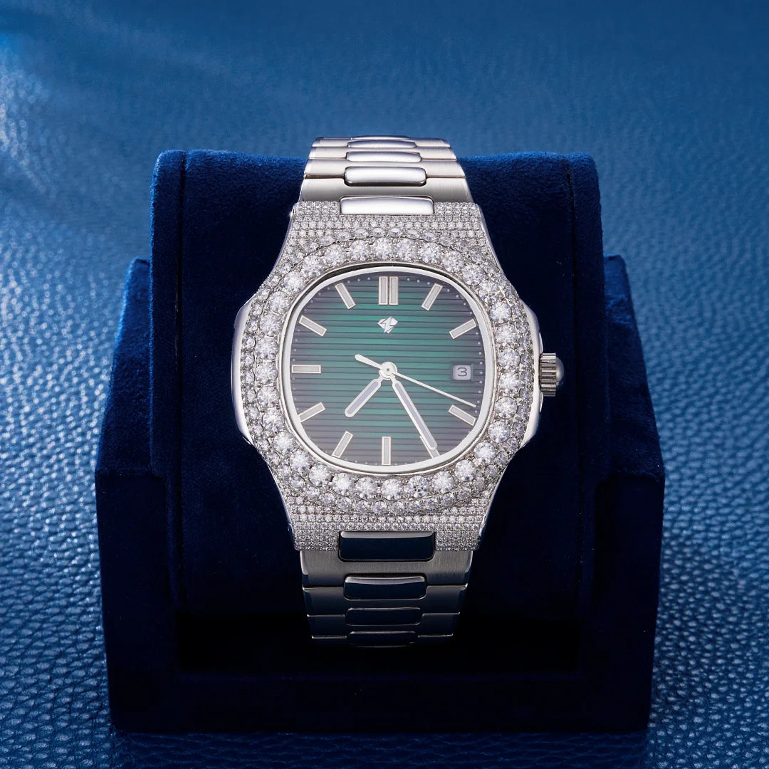 Custom Bubble Iced Moissanite Watch
