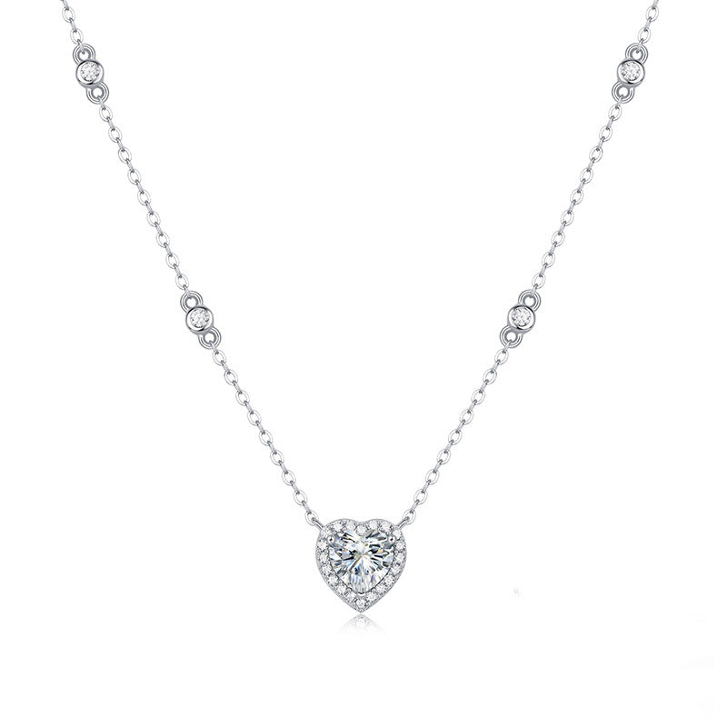 S925 Moissanite Heart Halo Necklace