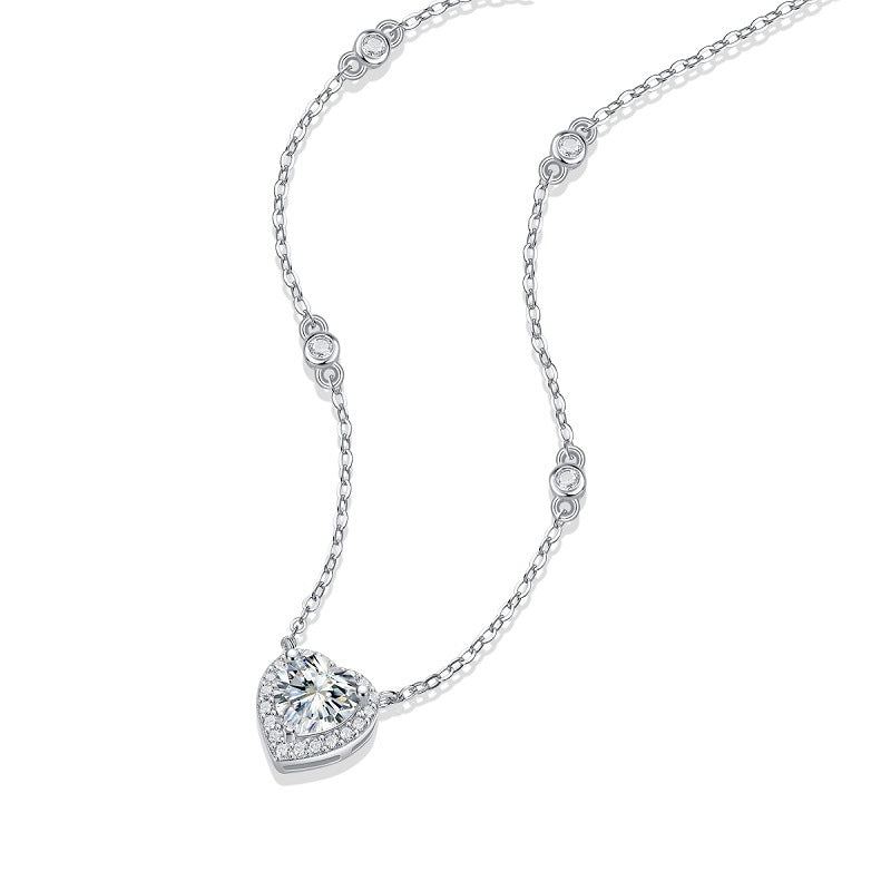 S925 Moissanite Heart Halo Necklace