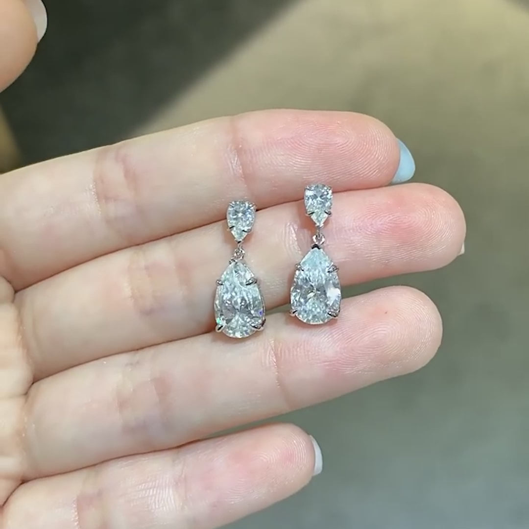 S925 Moissanite Pear Cut Earring