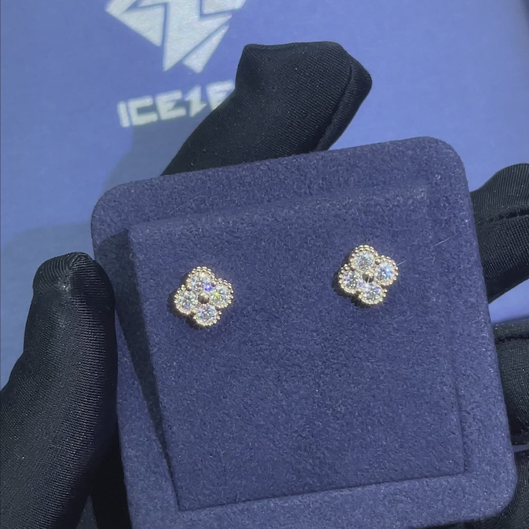 S925 Moissanite Floral Stud Earring