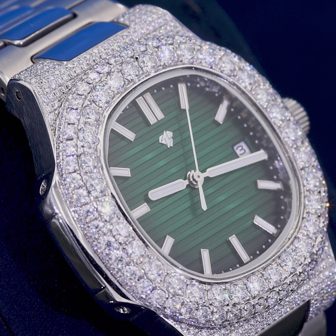 Custom Bubble Iced Moissanite Watch