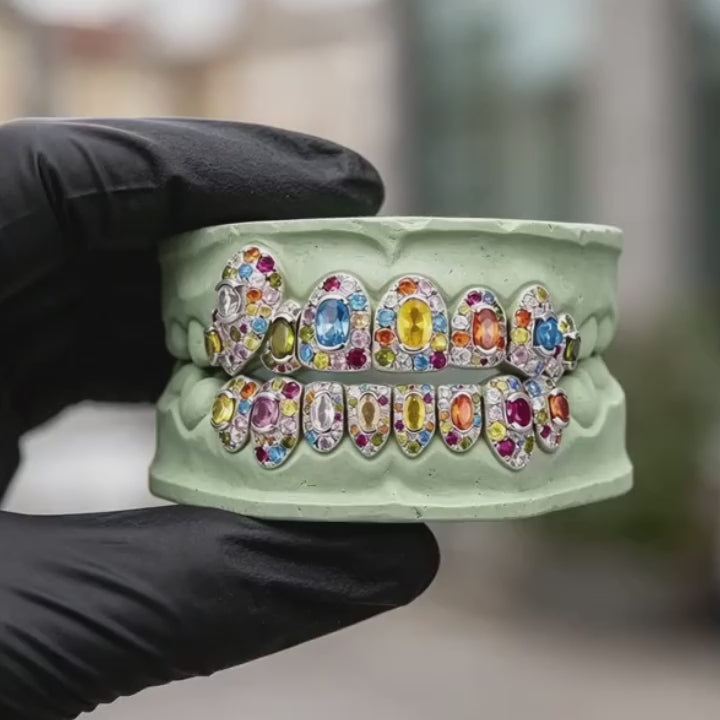 Customized Hip Hop Style Grillz 925 Sterling Silver 18K Gold