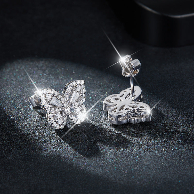 S925 Moissanite Butterfly Stud Earring