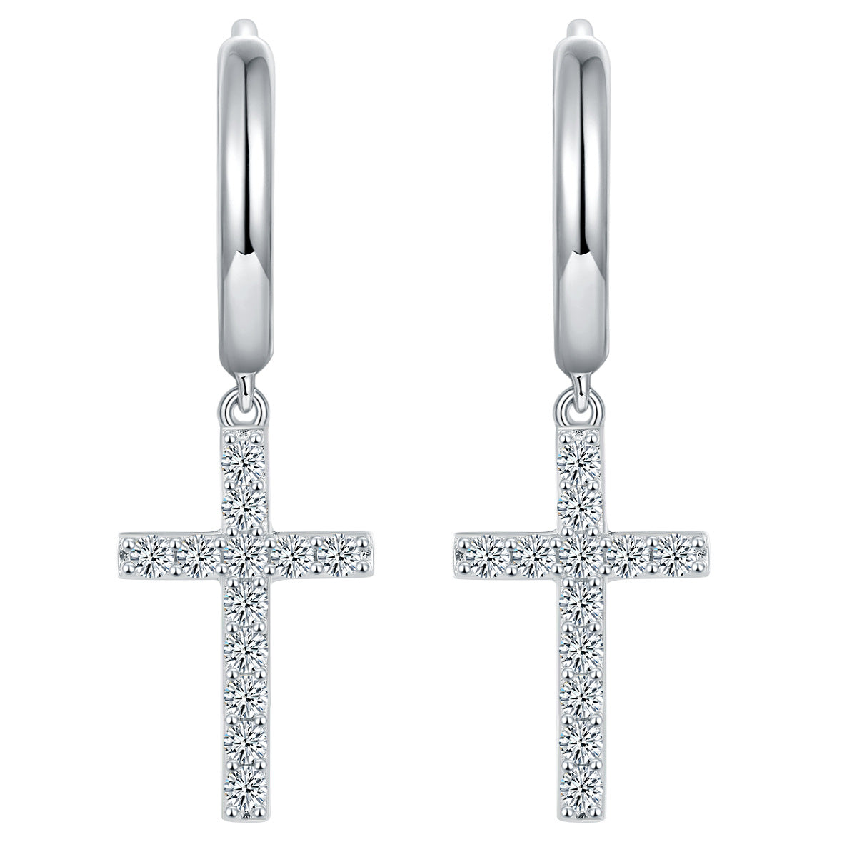 S925 Moissanite Cross Dangly Earring