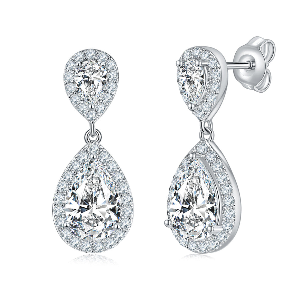 S925 Moissanite Pear Cut Hola Earring