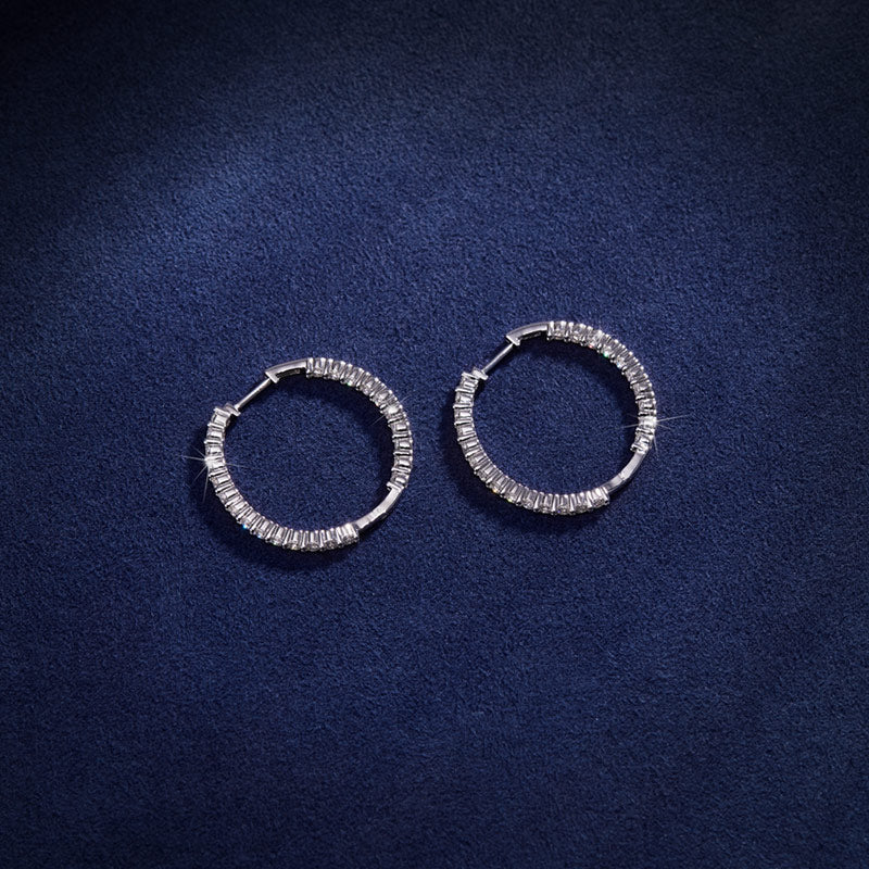 S925 Silver Moissanite Hoop Earrings