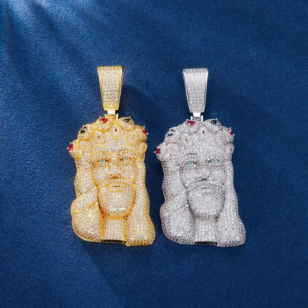 Layered Jesus Pendant with Matching Tennis Chain – Fashion Statement