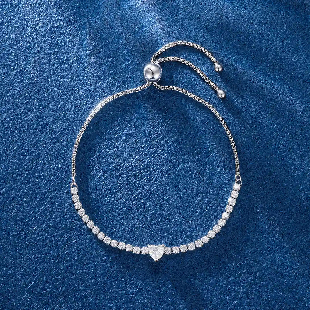 S925 Moissanite Heart Cut Tennis Bracelet