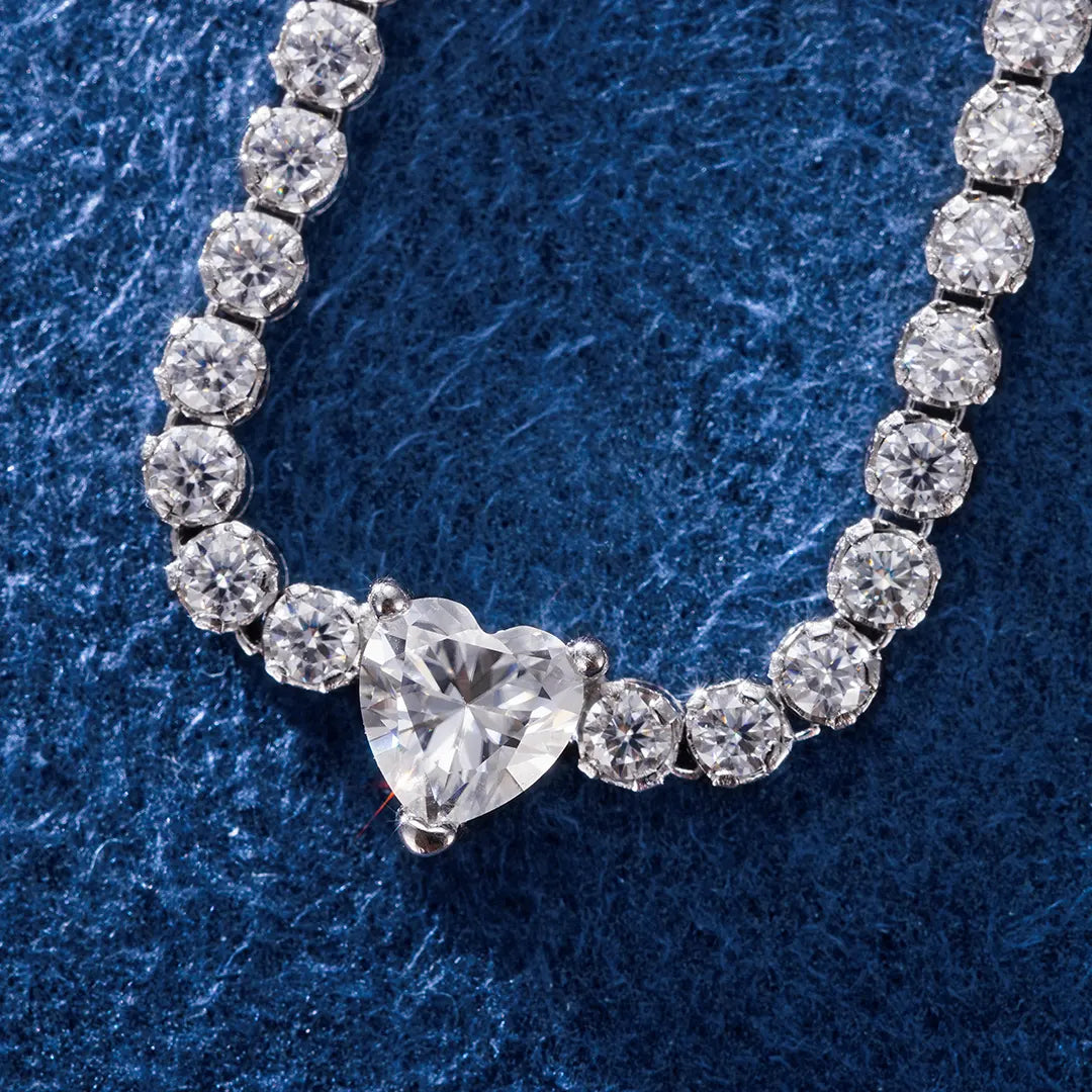 S925 Moissanite Heart Cut Tennis Bracelet