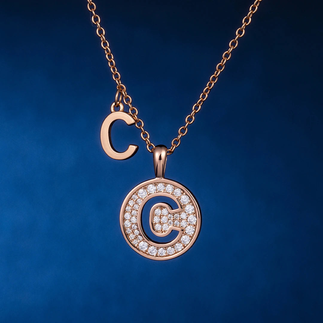 MOISSANITE CIRCLE LETTER NECKLACE