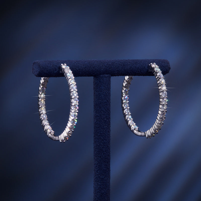 S925 Silver Moissanite Hoop Earrings